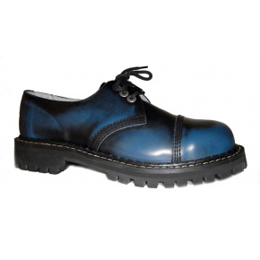 boty kožené KMM 3 dírkové černé/modrá