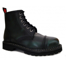 boty kožené KMM 6 dírkové černé/zelená