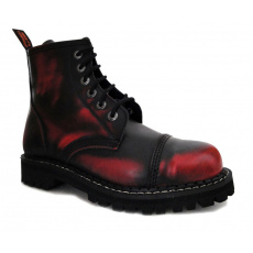 boty kožené KMM 6 dírkové černé/červená
