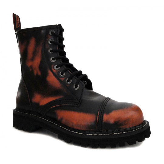 boty kožené KMM 8 dírkové černé/oranžová