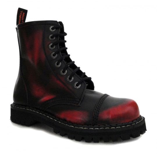 boty kožené KMM 8 dírkové černé/červená