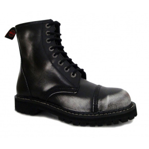 boty kožené KMM 8 dírkové černé/bílá