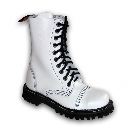 boty kožené KMM 10 dírkové bílé