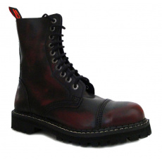boty kožené KMM 10 dírkové černé/bordo