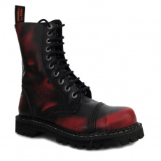 boty kožené KMM 10 dírkové černé/červená