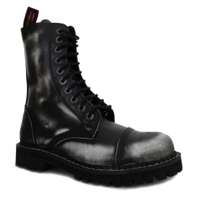 boty kožené KMM 10 dírkové černé/bílá