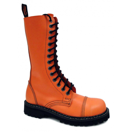 boty kožené KMM 14 dírkové oranžové