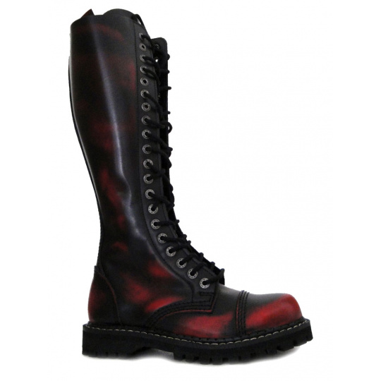 boty kožené KMM 20 dírkové černé/červená
