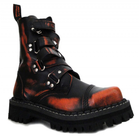 boty kožené KMM černé/oranžová s koženým páskem