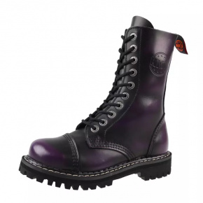 boty kožené KMM 8 dírkové černé/fialová