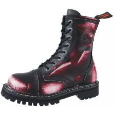 boty kožené KMM 8 dírkové černé/červená/bílá